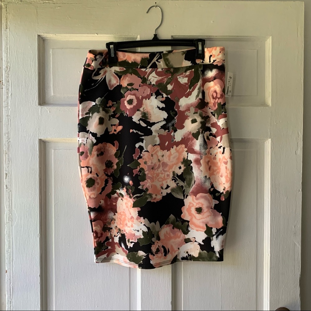 G-Stage Flower Print Pencil Skirt